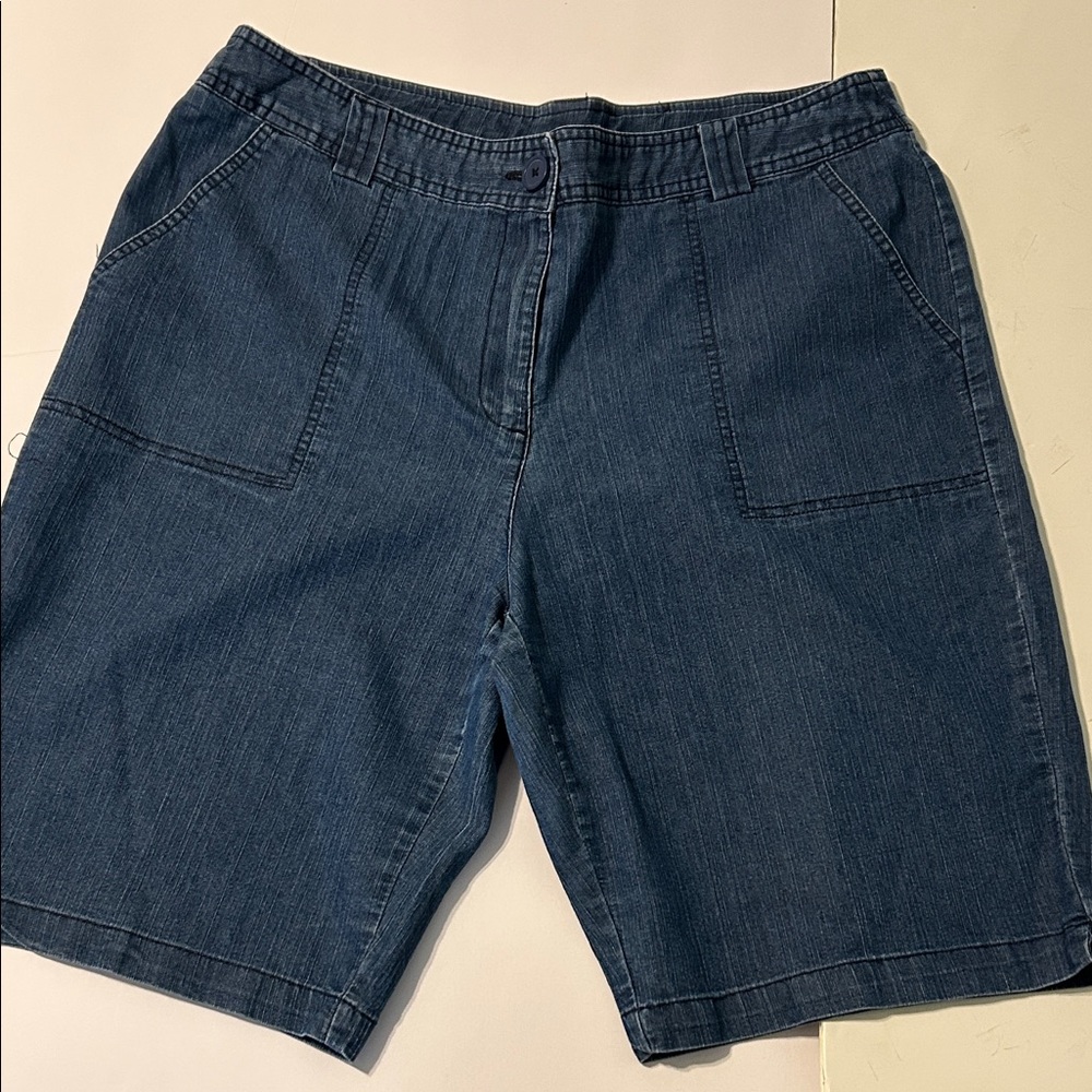 White Stag Dark Blue Denim Jean Shorts - Picture 8 of 9